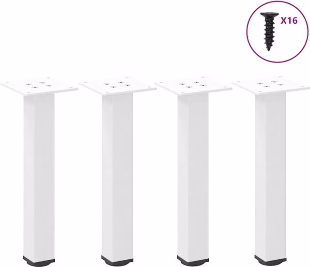Berkfield Home Set of 4 White Steel Coffee Table Legs, Height: 32 cm