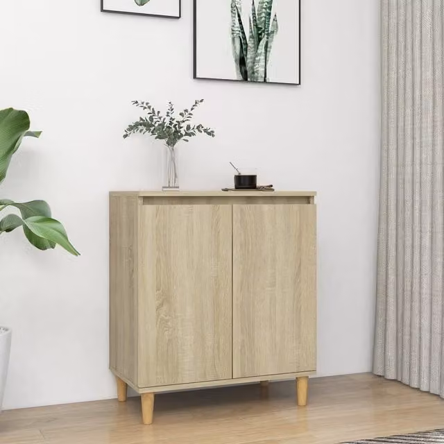 Berkfield Home Sonoma Oak Sideboard in Brown with Solid Wood Legs, W/D/H: 60 x 35 x 70 cm