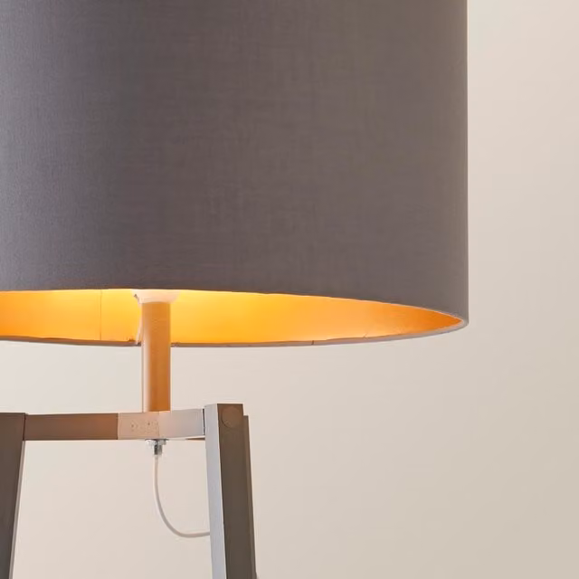 ValueLights Hiru 3 Tier Shelf Floor Lamp in Grey and Copper with Bulb – 1