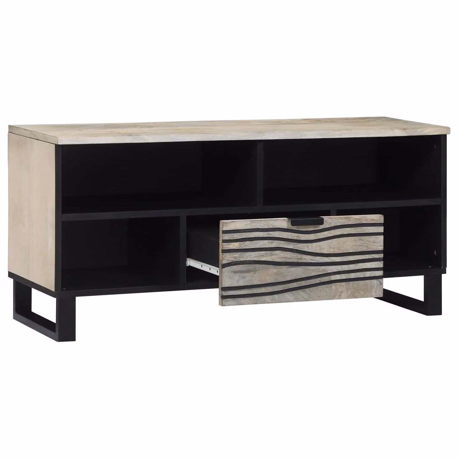 Berkfield Home Media Storage Cabinet with Drawer and Shelf in White and Black – 2