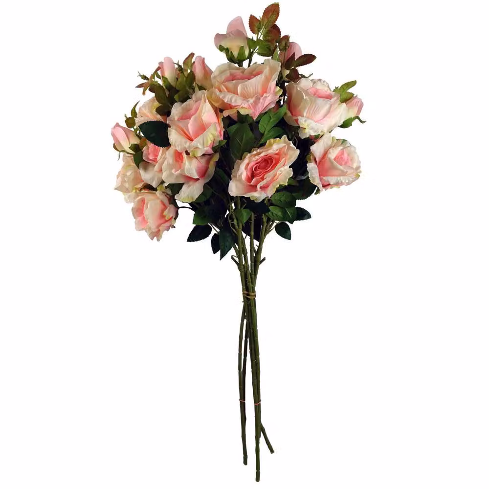 Leaf Pack of 6 Premium Pink Artificial Rose Stems with 18 Flowers, Height: 80 cm – 3