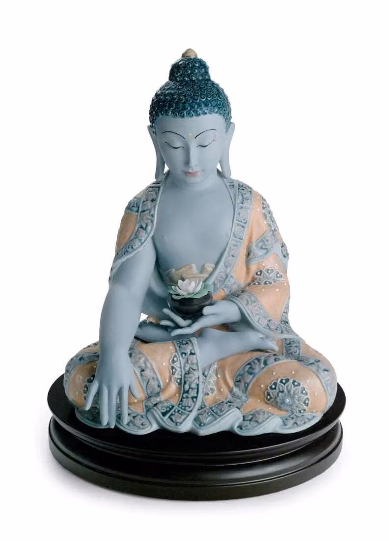 Lladró Medicine Buddha Porcelain Figurine in Blue