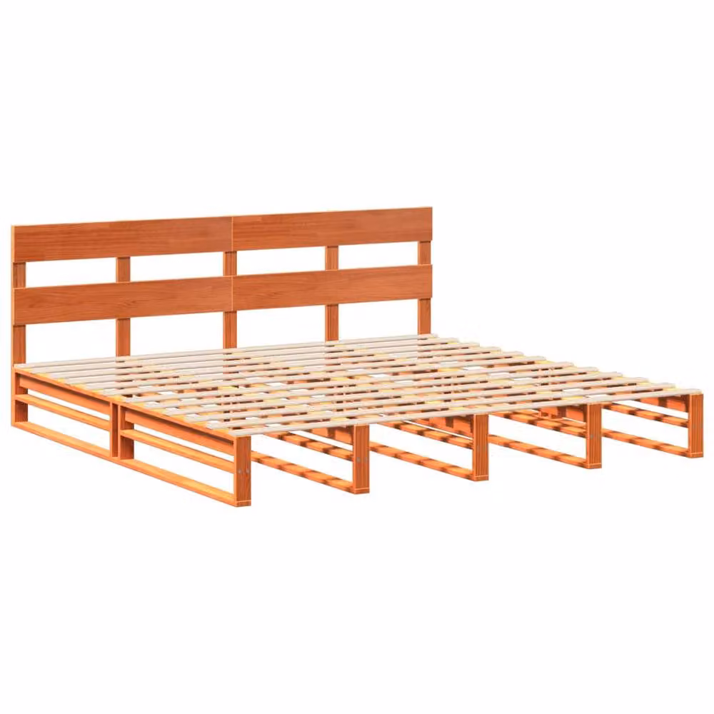 Berkfield Home Rustic Solid Pine Bed Frame in Waxed Brown, 200 x 200 cm – 3