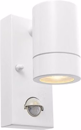 Netlighting Palin Outdoor PIR Wall Light in Gloss White Glass with GU10 Socket and IP44 Rating