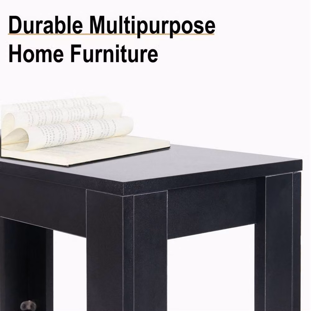 ERGOVEXA Modern Black Sofa Side Storage Table and Versatile Laptop Desk – 3