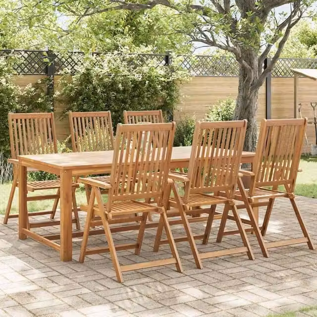 Berkfield Home Set of 6 Durable Folding Garden Chairs in Brown Oiled Acacia Wood