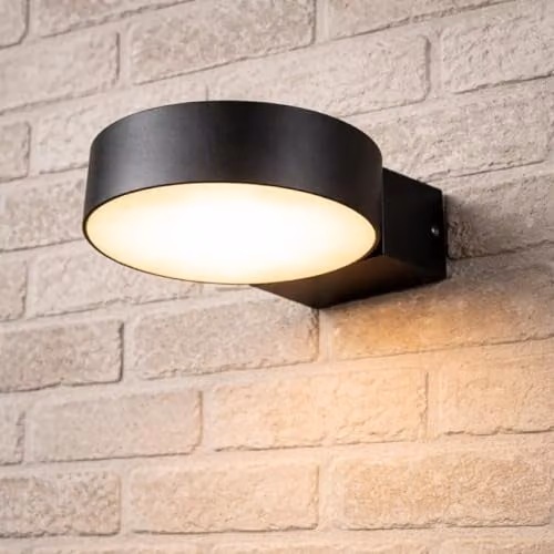 CGC Lighting Darcy Black Adjustable Round LED Outdoor Wall Light, Warm White, IP65 – 2