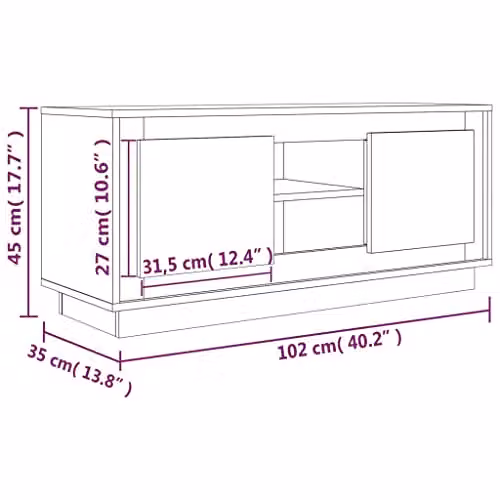 vidaXL Modern TV Cabinet in Brown and Grey Oak Wood, W/D/H: 102 x 35 x 45 cm