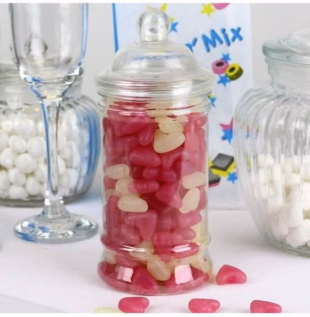 KDMD Pink and White Hearts Glass Candy Jar 2 Pack