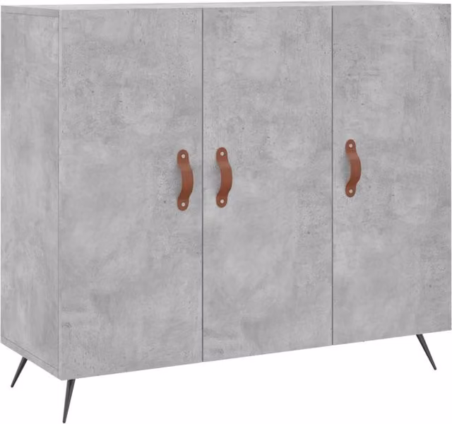 Berkfield Home Modern Sideboard in Concrete Grey, W/D/H: 90 x 34 x 80 cm – 1