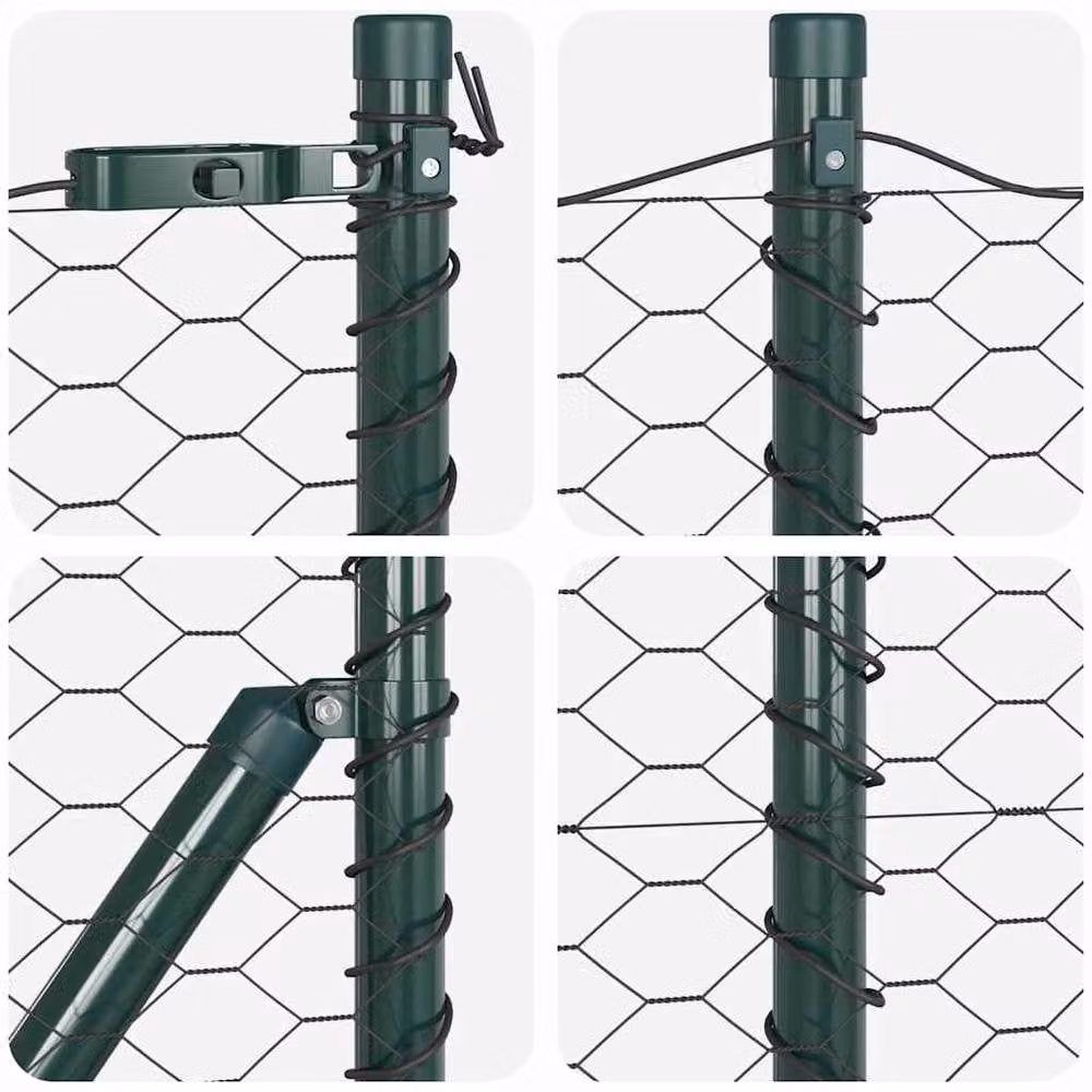 Berkfield Home Hexagon Steel Fence in Green and Grey, W/D/H: 0.8 x 50 x 3 m – 6