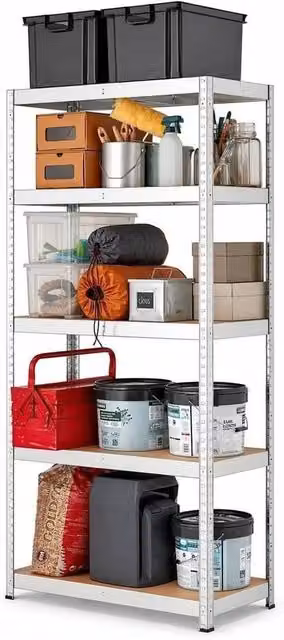 FLAVORA Heavy Duty Garage Shelving, Silver, W/D/H: 50 x 40 x 180 cm – 1