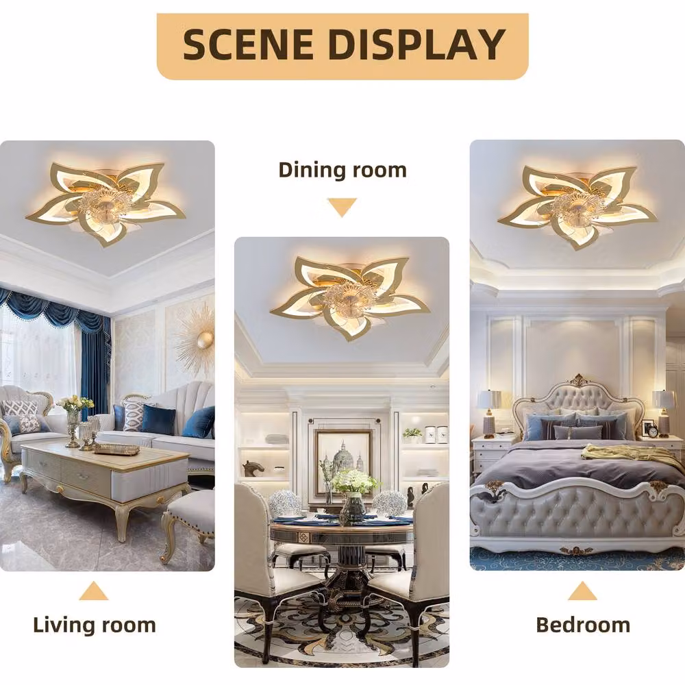 NIVOR 5 Leaf Dimmable Ceiling Fan with Light and Remote Control, Gold/Brass – 3