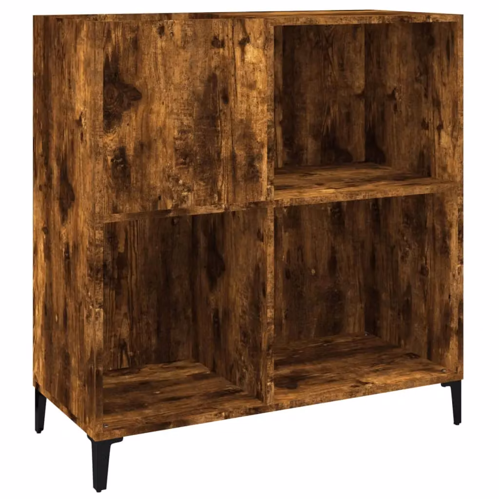 Berkfield Home Record Cabinet in Smoked Oak Brown, W: 84.5 cm, D: 38 cm, H: 89 cm – 2