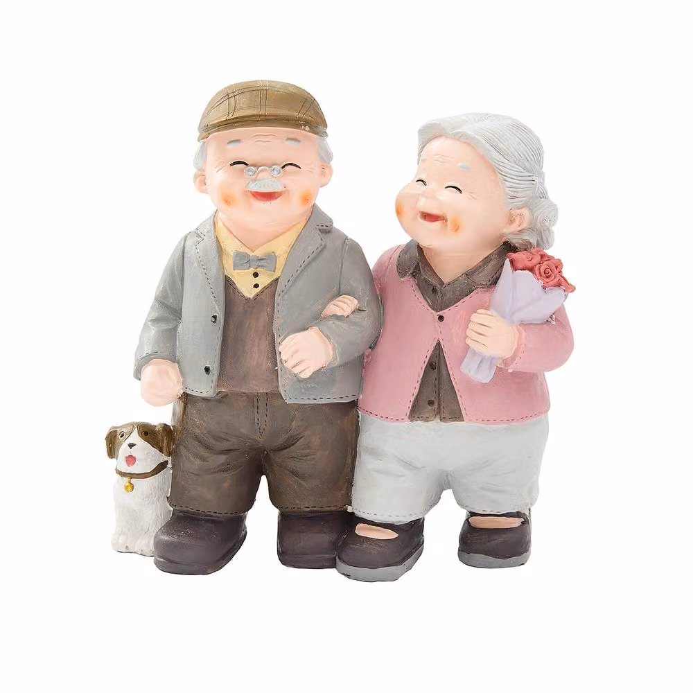 Coopers of Stortford Happy Couple Walking Dog Garden Ornament in Multicolour – 2