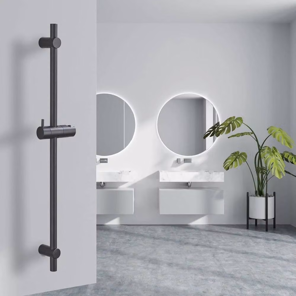 NESTLUNE Stainless Steel Shower Riser Rail Kit in Matt Black, H: 100 cm, W: 52 cm – 5