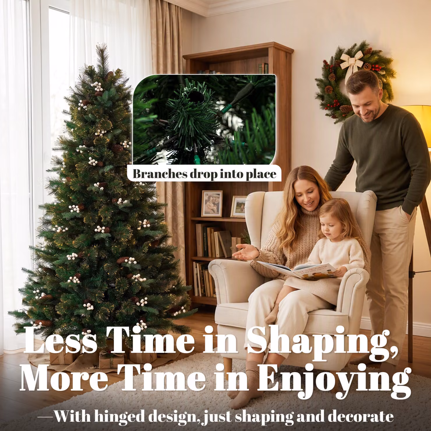 HOMCOM 6ft Green Artificial Fir Christmas Tree with 716 Branch Tips and Metal Stand – 6