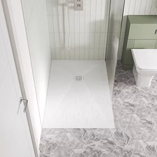 nuie NLT61024 Modern Slimline Rectangular Shower Tray, W/D: 1200 x 900 mm, White – 2