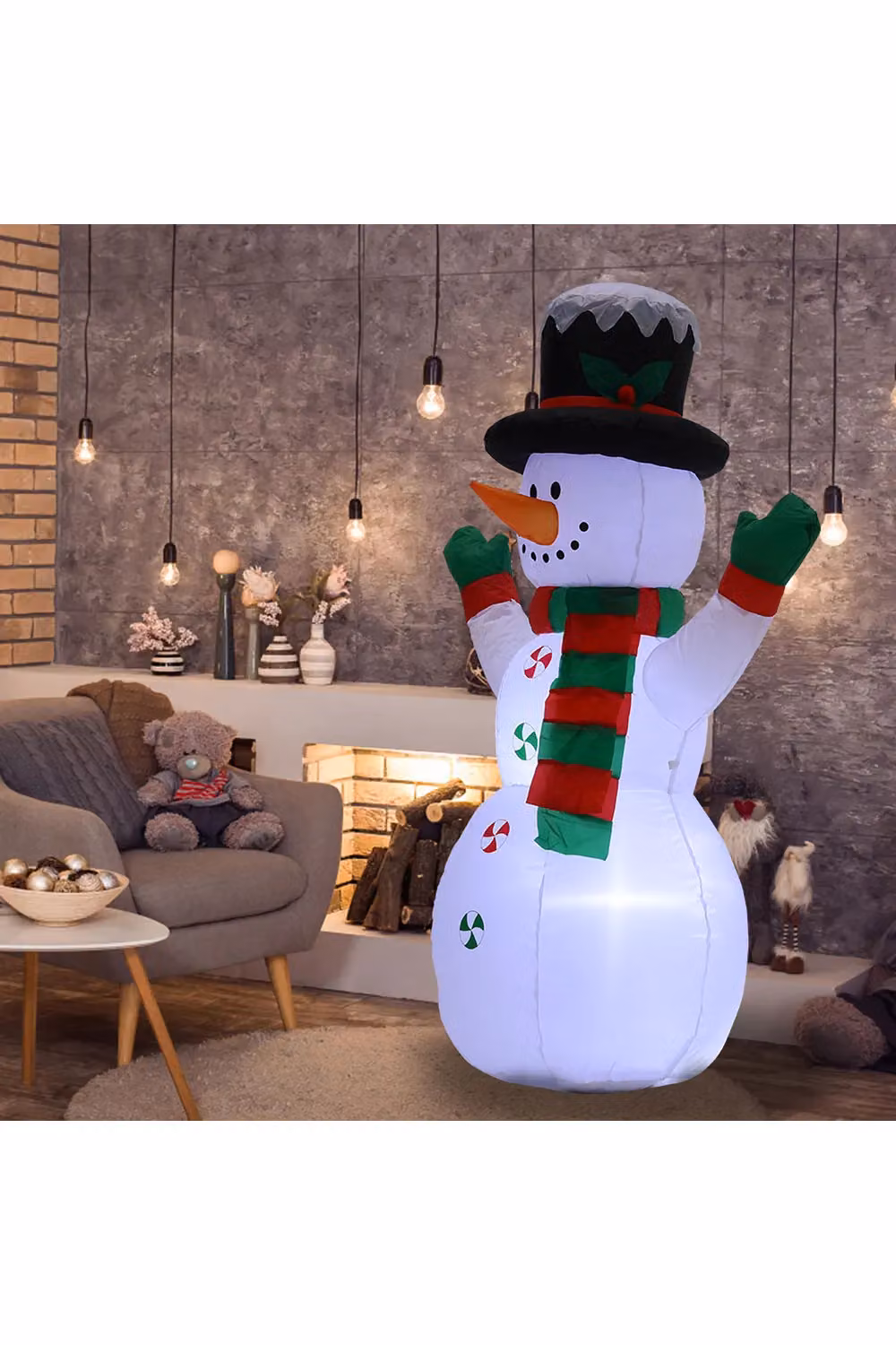 Living and Home White Inflatable Snowman Christmas Decoration, Height: 120 cm – 3