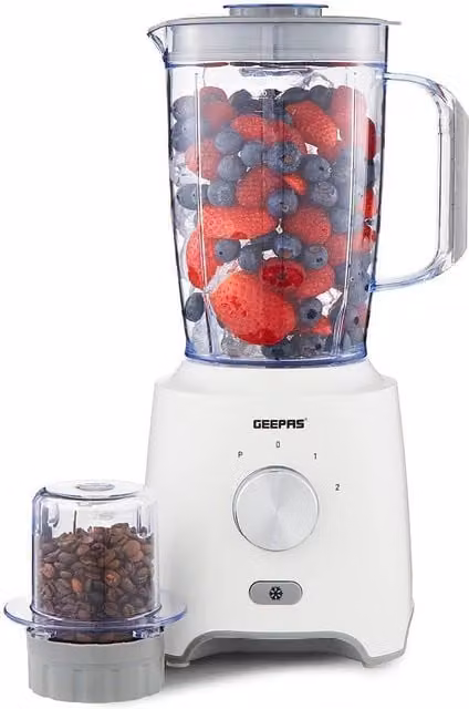 Geepas 600W Blender and Smoothie Maker with Ice Crusher, Mixer, Juicer and Grinder, White – 1