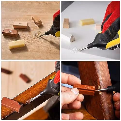 ATEK 19-Piece Laminate Floor Wax Repair Kit with Heating Gun in Brown, Beige, Grey and Multicolour – 6