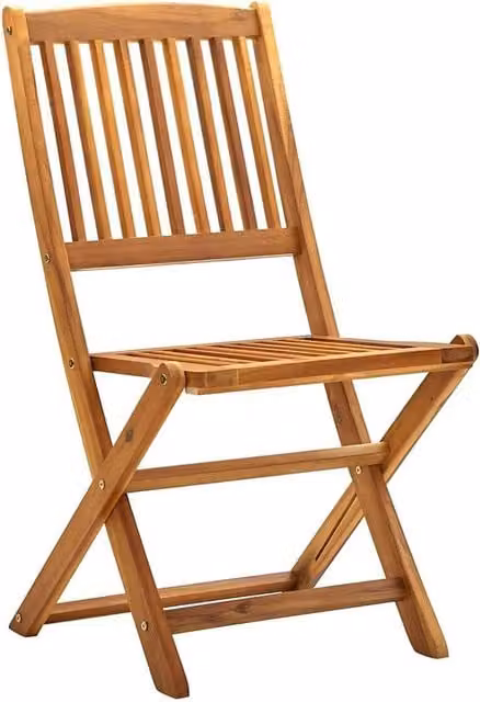 Berkfield Home Set of 2 Folding Outdoor Chairs in Brown Oiled Solid Acacia Wood – 1
