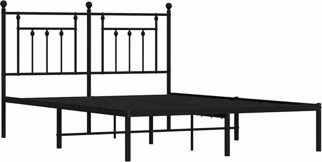 Berkfield Home Metal Bed Frame with Headboard, Black, W/D/H: 150 x 200 x 156 cm