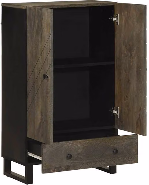 Berkfield Home Black Mango Wood Highboard W/D/H: 60 x 33 x 100 cm