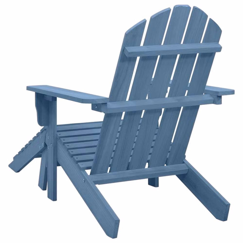 Berkfield Home Elegant Garden Adirondack Chair with Ottoman in Blue Solid Wood – 2