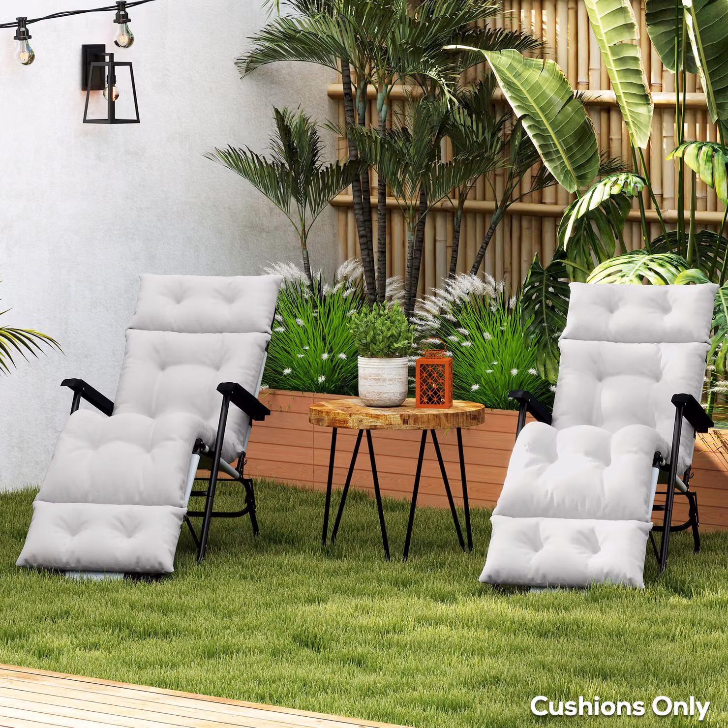 Outsunny Set of 2 Sun Lounger Replacement Cushions in Light Grey, W/D/H: 190 x 56 x 10 cm – 6