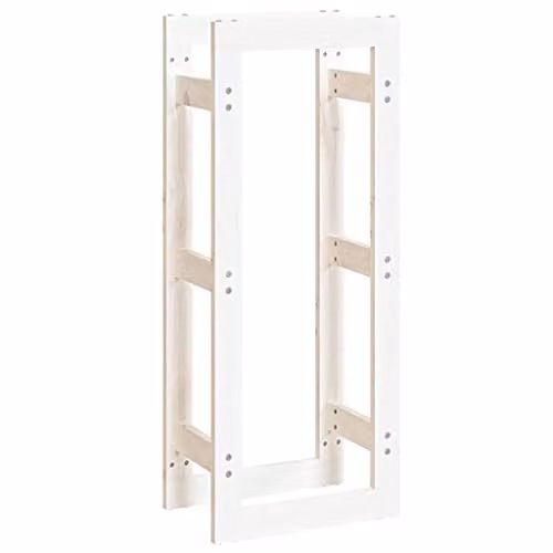 vidaXL White Rustic Pine Wood Firewood Rack, W/D/H: 41 x 25 x 100 cm – 1