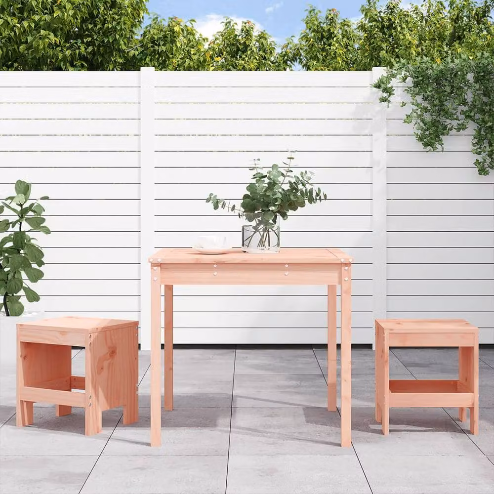 Berkfield Home Beautiful 3 Piece Douglas Solid Wood Garden Bistro Set in Light Brown – 1