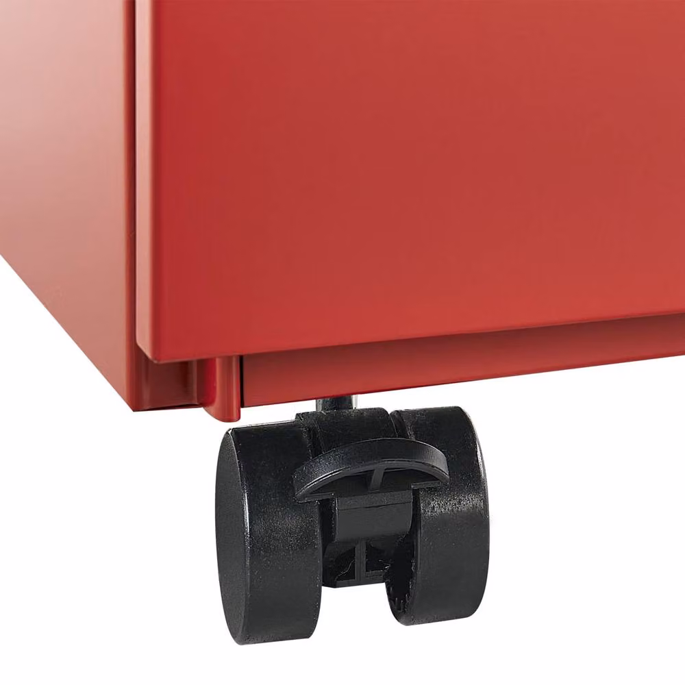 Wyld and Coco Red Metal Storage Cabinet with 3 Lockable Drawers and Castors – 7