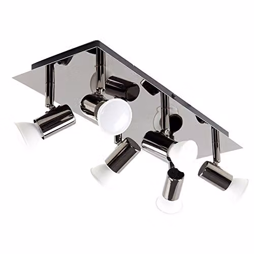 ValueLights Consul 6 Way Adjustable GU10 Ceiling Bar Spotlight in Black and Chrome – 1