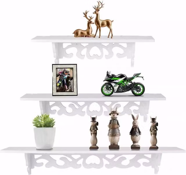 Dprodo Set of 3 White Floating Wall Shelves – 1