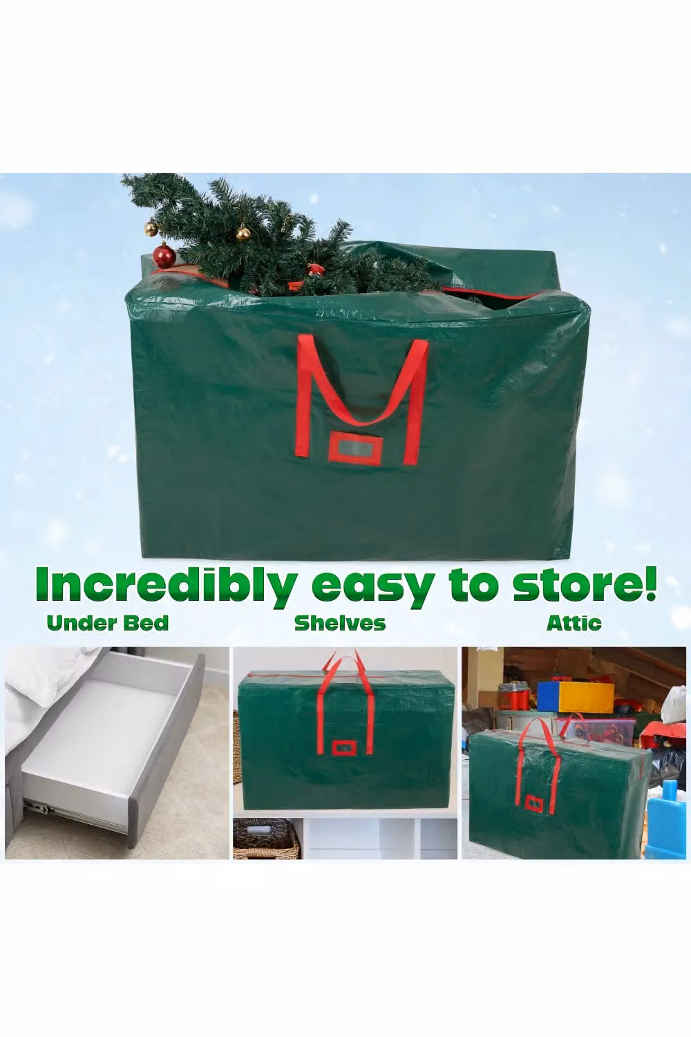 Deco Express Christmas Tree Storage Bag in Green, W/D/H: 38 x 76 x 38 cm – 8