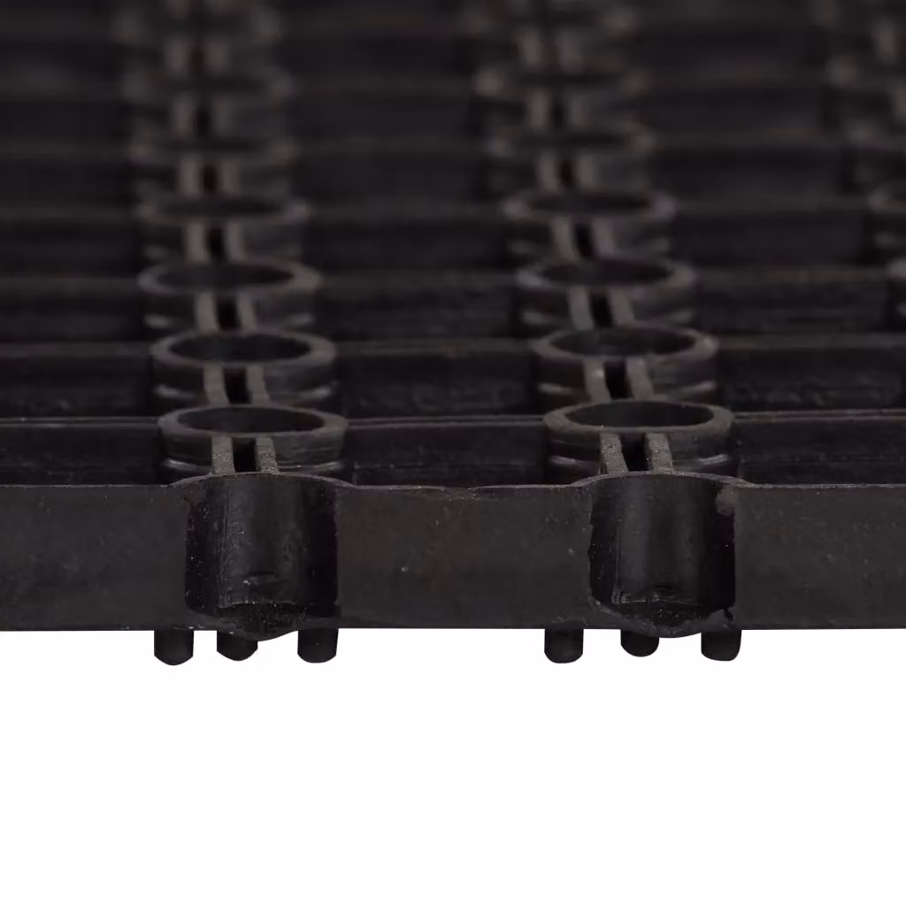 Berkfield Home Rectangular Rubber Door Mat, Black, W: 60 cm, D: 40 cm – 2