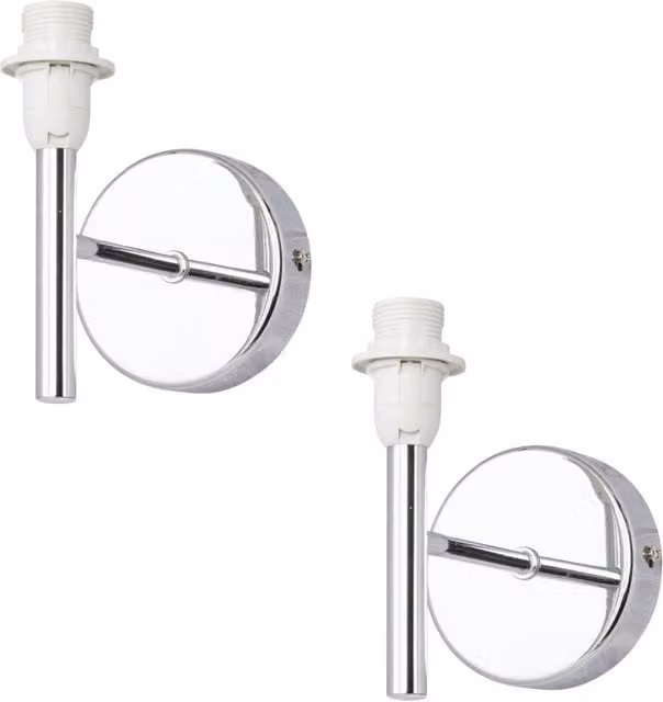First Choice Lighting Brea Set of 2 Chrome Wall Light Fittings in Silver