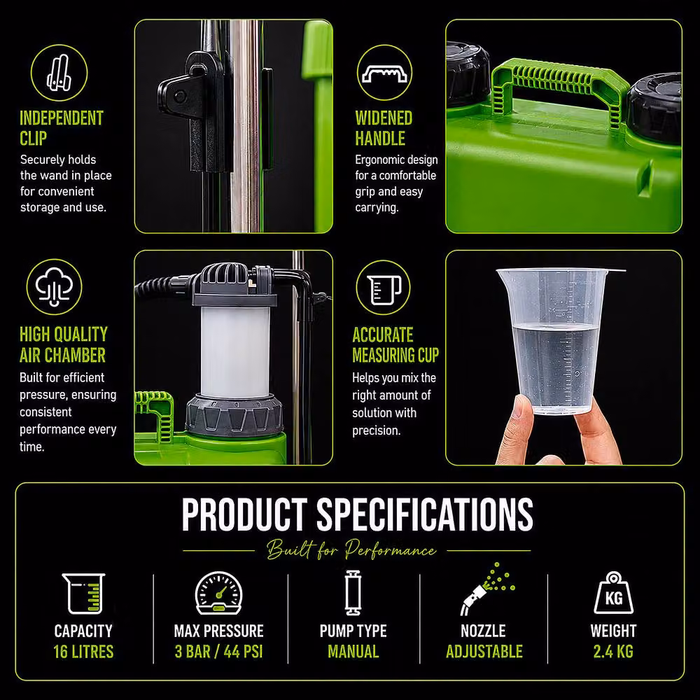 ProKleen Manual Heavy Duty Backpack Pressure Sprayer in Green – 3