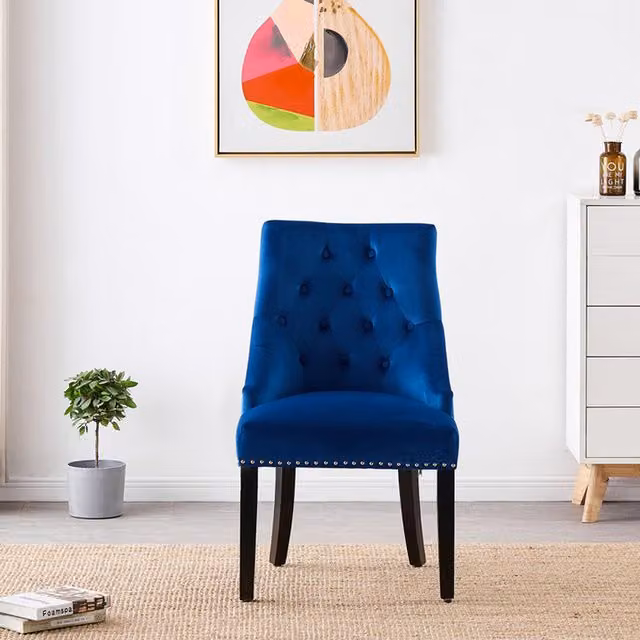 Life Interiors Windsor LUX Velvet Dining Chairs, Set of 4, Blue