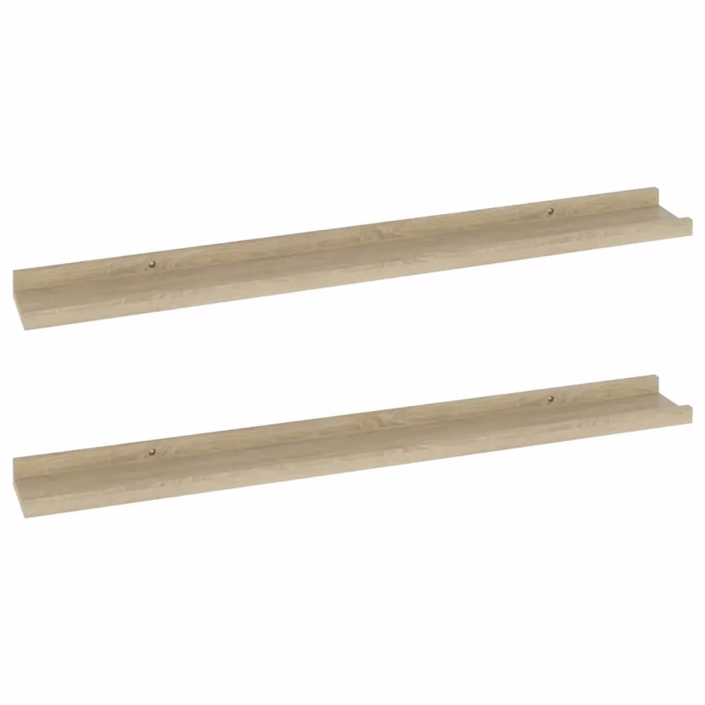 Berkfield Home Wall Mounted Shelves, 2 Piece Sonoma Oak, Brown, W: 80 cm, D: 9 cm, H: 3 cm – 2
