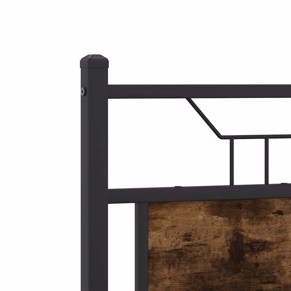 Berkfield Home Small Double Bed Frame in Smoked Oak and Metal, Brown, W/D/H: 120 x 190 cm – 5