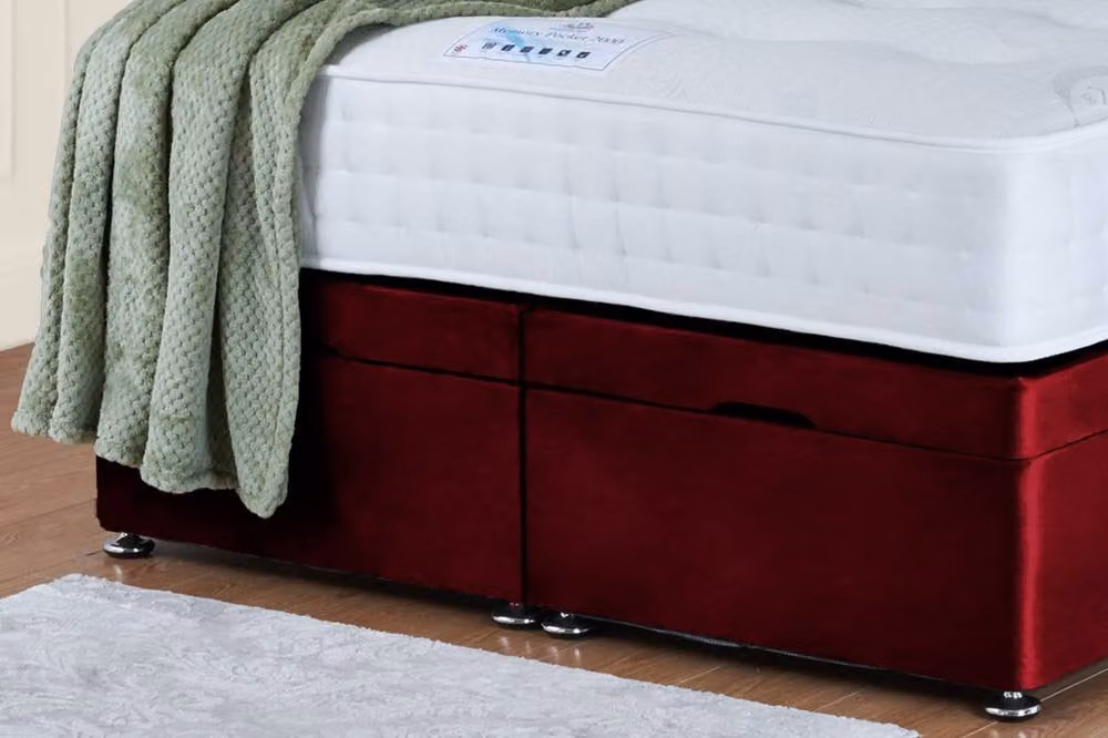 UK Bed Furniture Wilton End Lift Divan Ottoman Bed with 54 Inch Tall Headboard in Red Velvet, W/D/H: 90 x 190 cm – 3