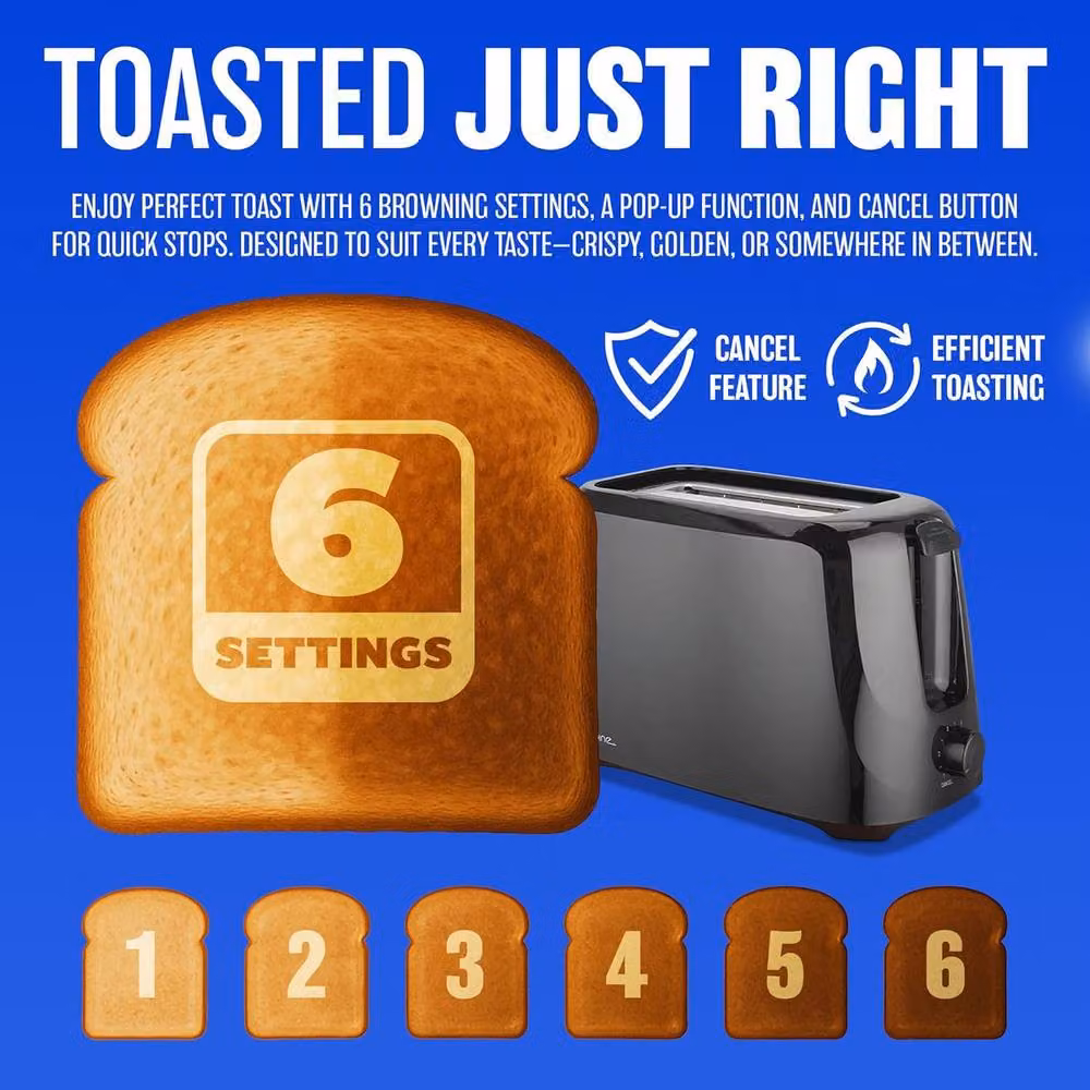 BARGAINS-GALORE 700w 2 Slice Electric Twin Slot Toaster in Black – 3