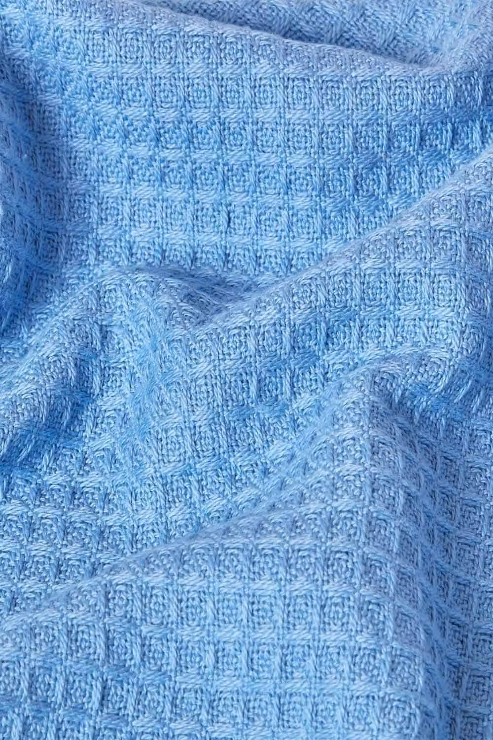 Homescapes Organic Cotton Waffle Blanket Throw in Blue, W/D/H: 178 x 228 cm – 2