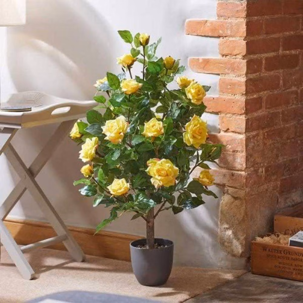 Marco Paul 80cm Artificial Yellow Rose Plant – 3