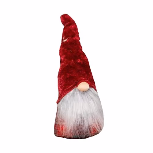 Samuel Alexander Red and Grey Tartan Sitting Christmas Gonk with Snowflake Hat, Height: 48 cm – 2