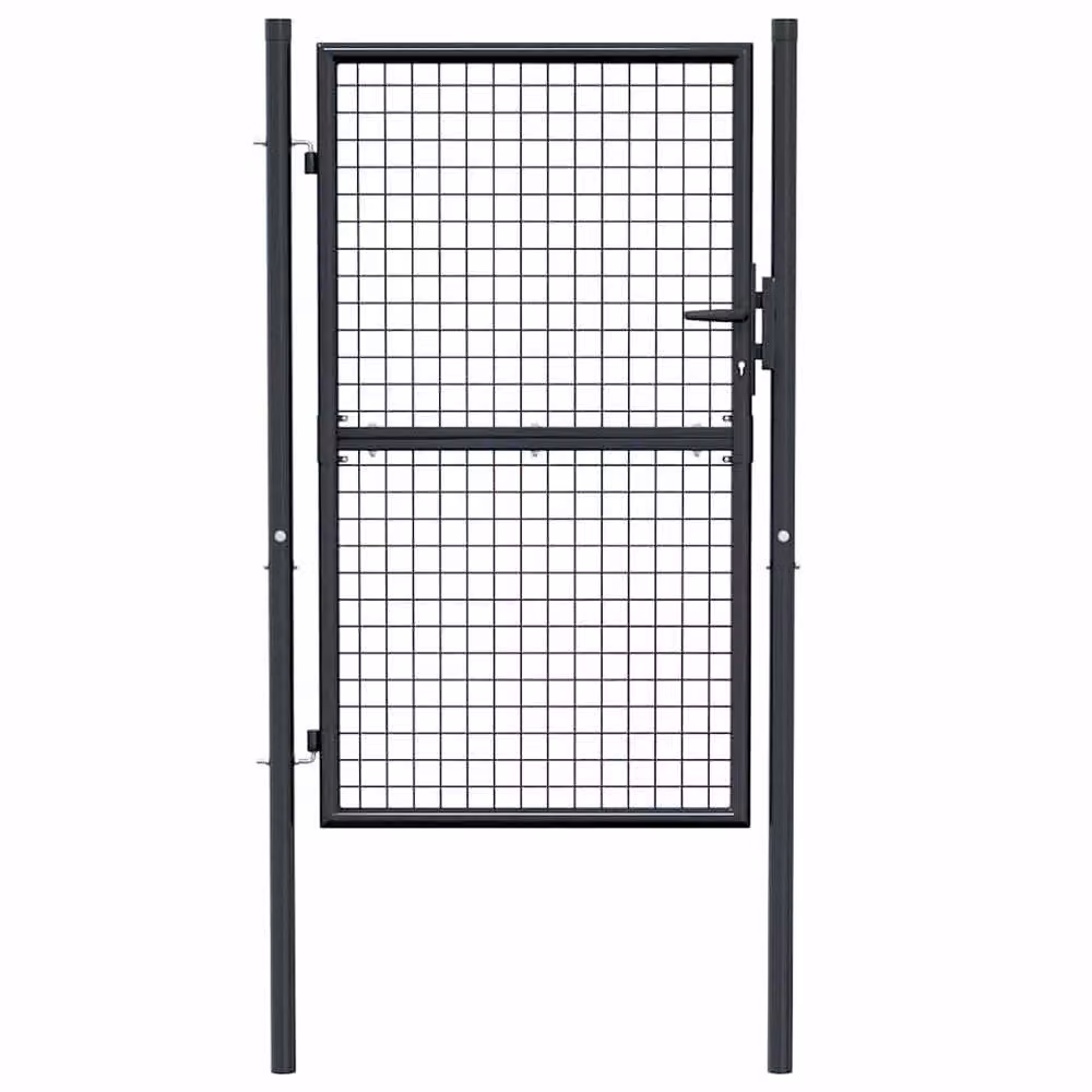 Berkfield Home Grey Galvanised Steel Mesh Single Swing Garden Gate, W: 100 cm, H: 200 cm – 3