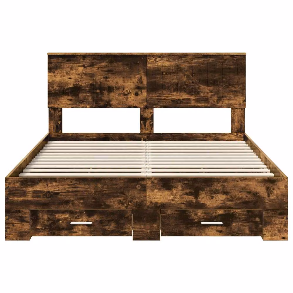 Berkfield Home Modern Bed Frame with Drawers in Smoked Oak Brown, W/D/H: 140 x 200 cm – 3