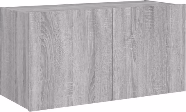 Berkfield Home TV Wall Cabinet with LED Lights in Grey Sonoma, W/D/H: 80 x 35 x 41 cm – 1